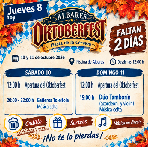 Oktoberfest en Albares: 10 y 11 de octubre de 2026